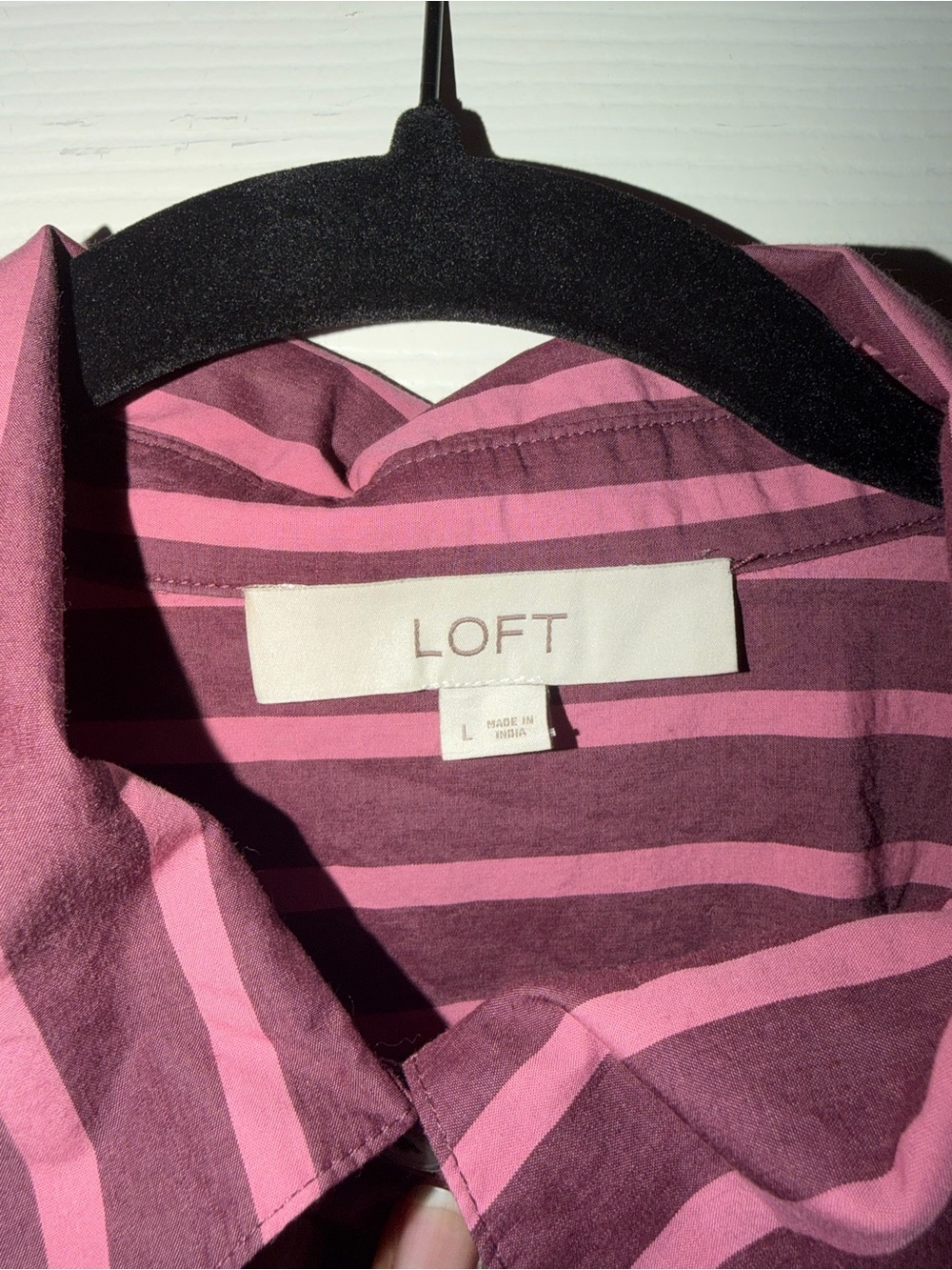 LOFT Mauve and Pink Striped Button-Down Shirt - Picture 6 of 8